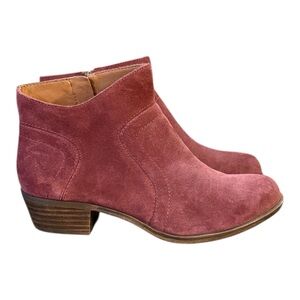 Lucky Brand Brolley Suede Ankle Bootie Ruby Wine Women’s Size 7.5